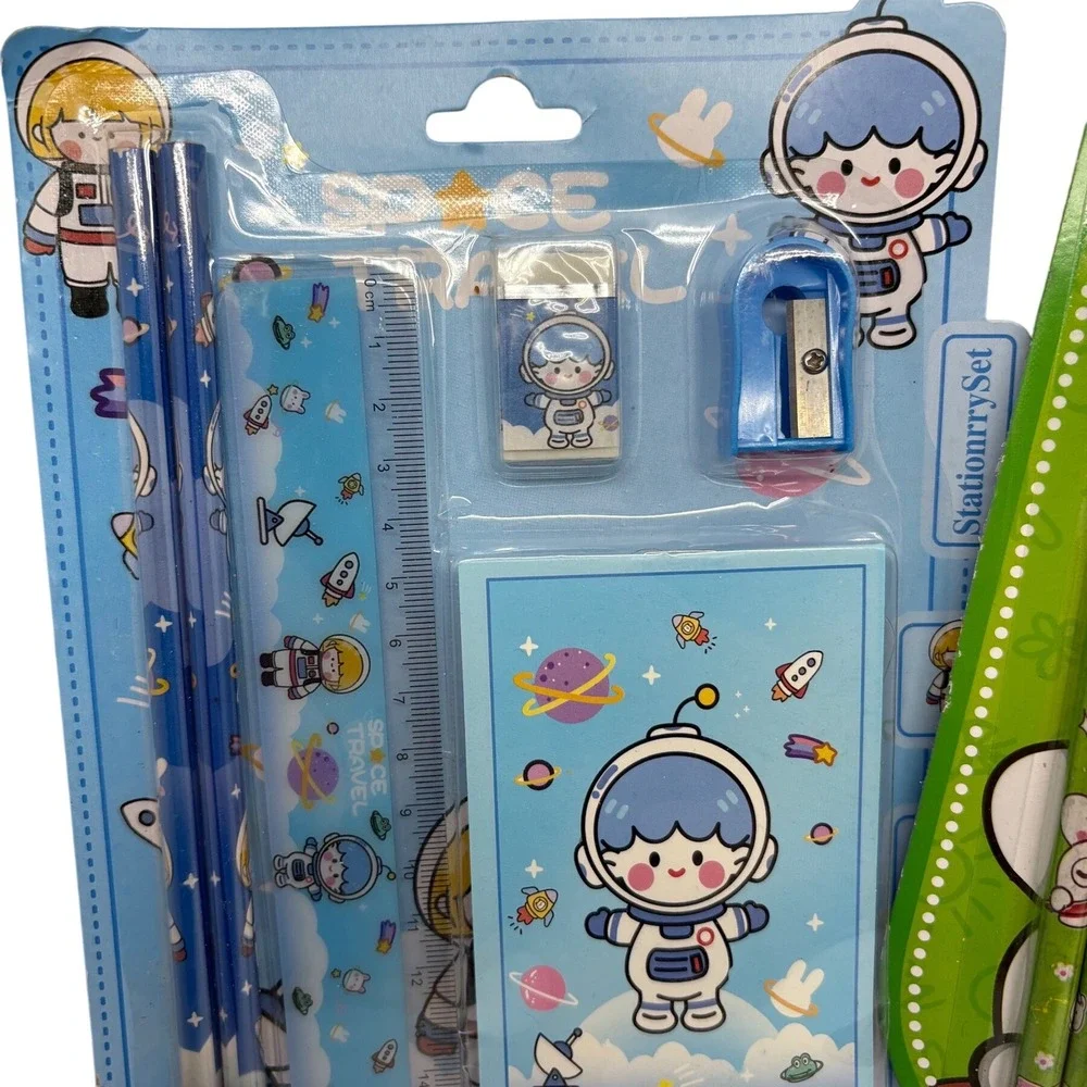 2pk Kids Stationery Sets Space Astronaut & Bunny Rabbit Kawaii School Supplies
